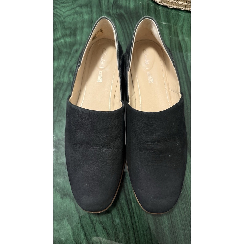 Clarks Pure Tone Black Leather Loafers Womens 10 Slip On Flat Shoes 261324854075